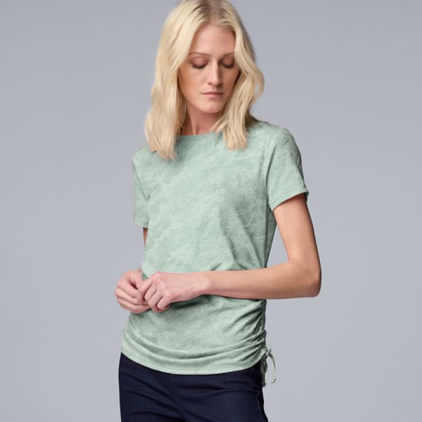 

Женский топ с боковыми сборками и короткими рукавами Simply Vera Vera Wang, цвет gray mist