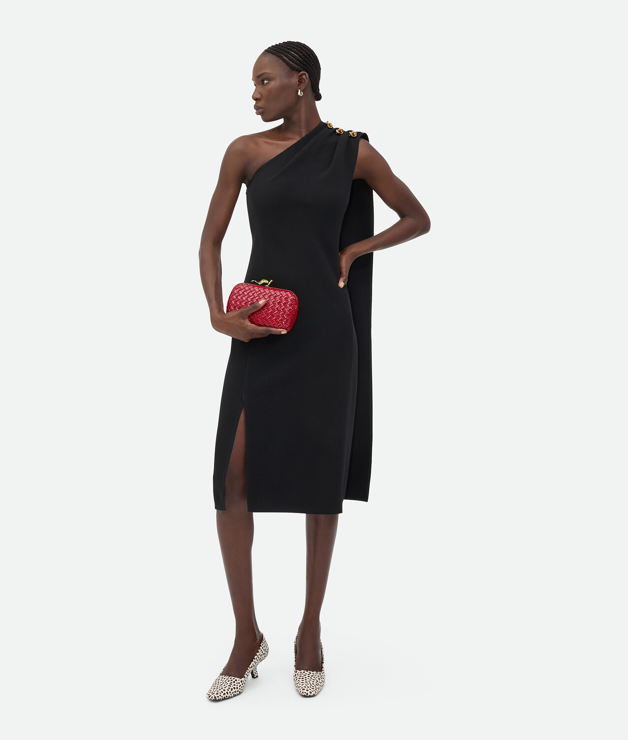 

Платье из шерстяного вискозного крепа Bottega Veneta, черный
