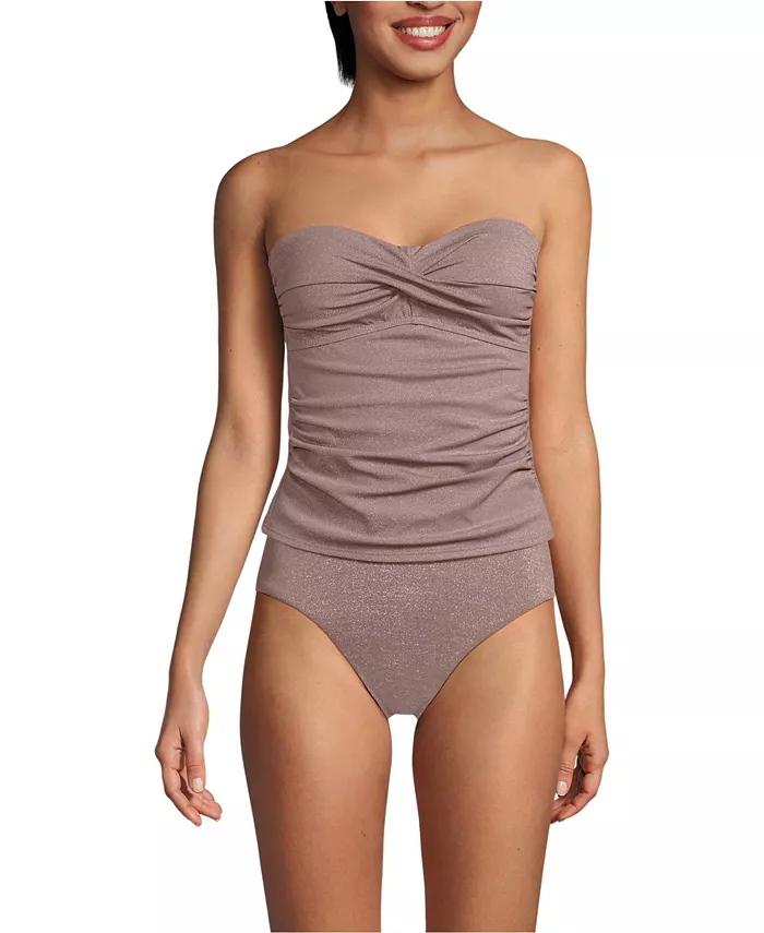 

Женский топ-бандо бикини Shine Wrap с запахом Lands' End, коричневый/бежевый