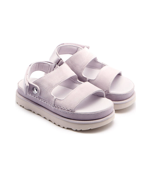Кожаные сандалии с золотистыми скользящими подошвами Ugg, фиолетовый — фото 3