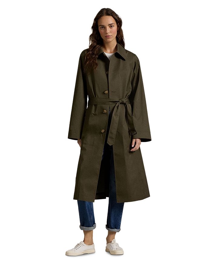 

Длинное водонепроницаемое твиловое пальто Lauren Ralph Lauren, зеленый