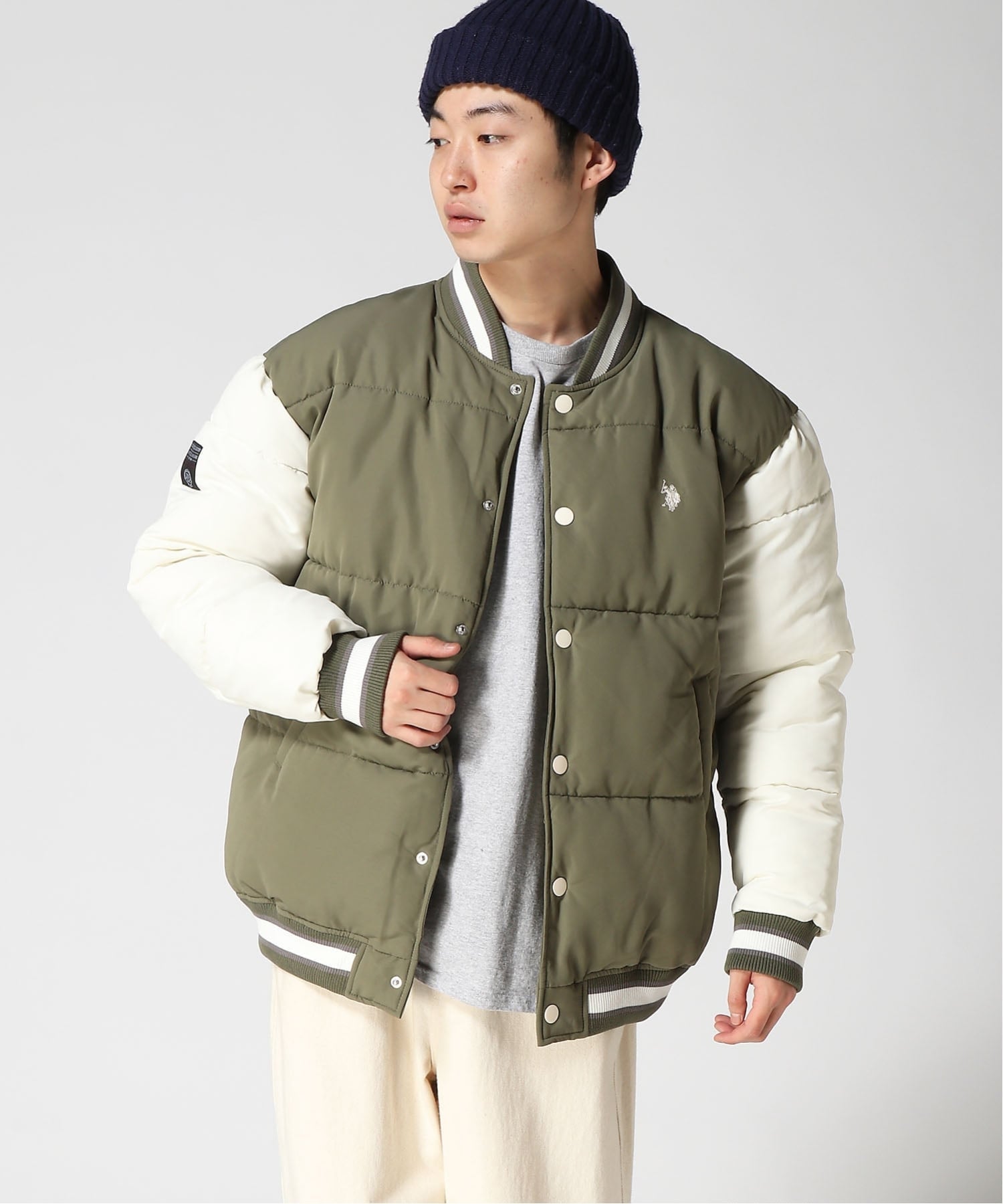 Американская ассоциация поло / (М) Стеганая университетская куртка U.S. Polo Assn., Khaki — фото 2