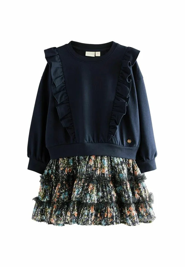 Платье повседневное с оборками, прямого кроя. Laura Ashley, Navy