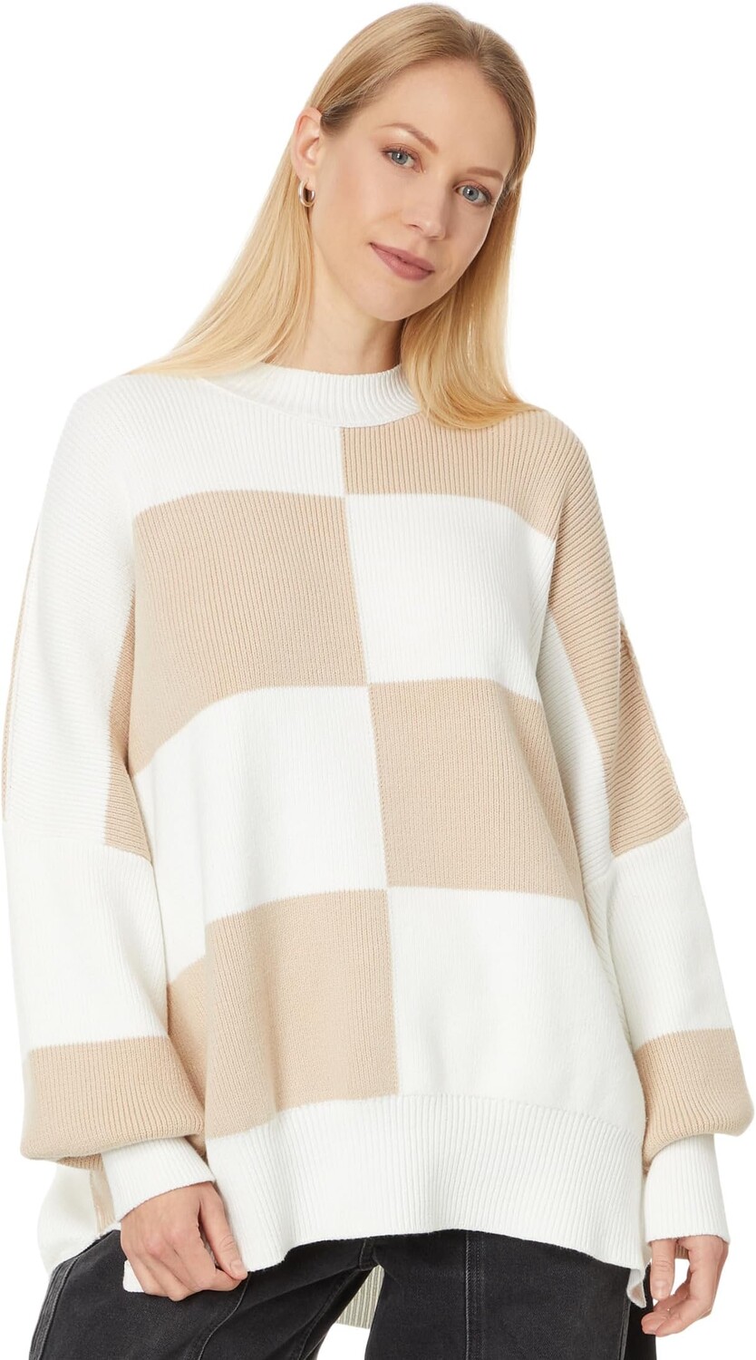 

Свитер Free People Checker Easy Street Tunic, цвет White Sand Combo