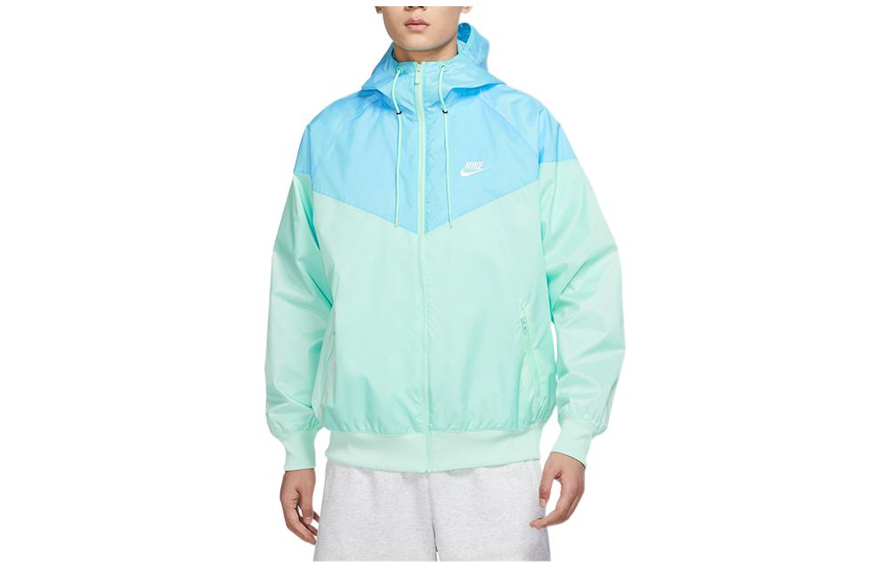 Nike Мужская ветровка с капюшоном на молнии и кулиской синяя, Foam Mint Green — фото 4