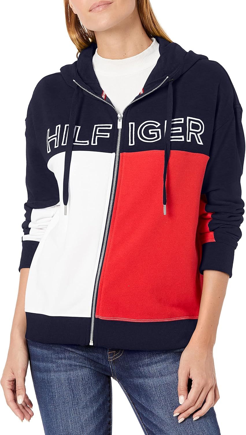 

Женская толстовка с капюшоном Tommy Hilfiger Zip Up Color Block, Navy