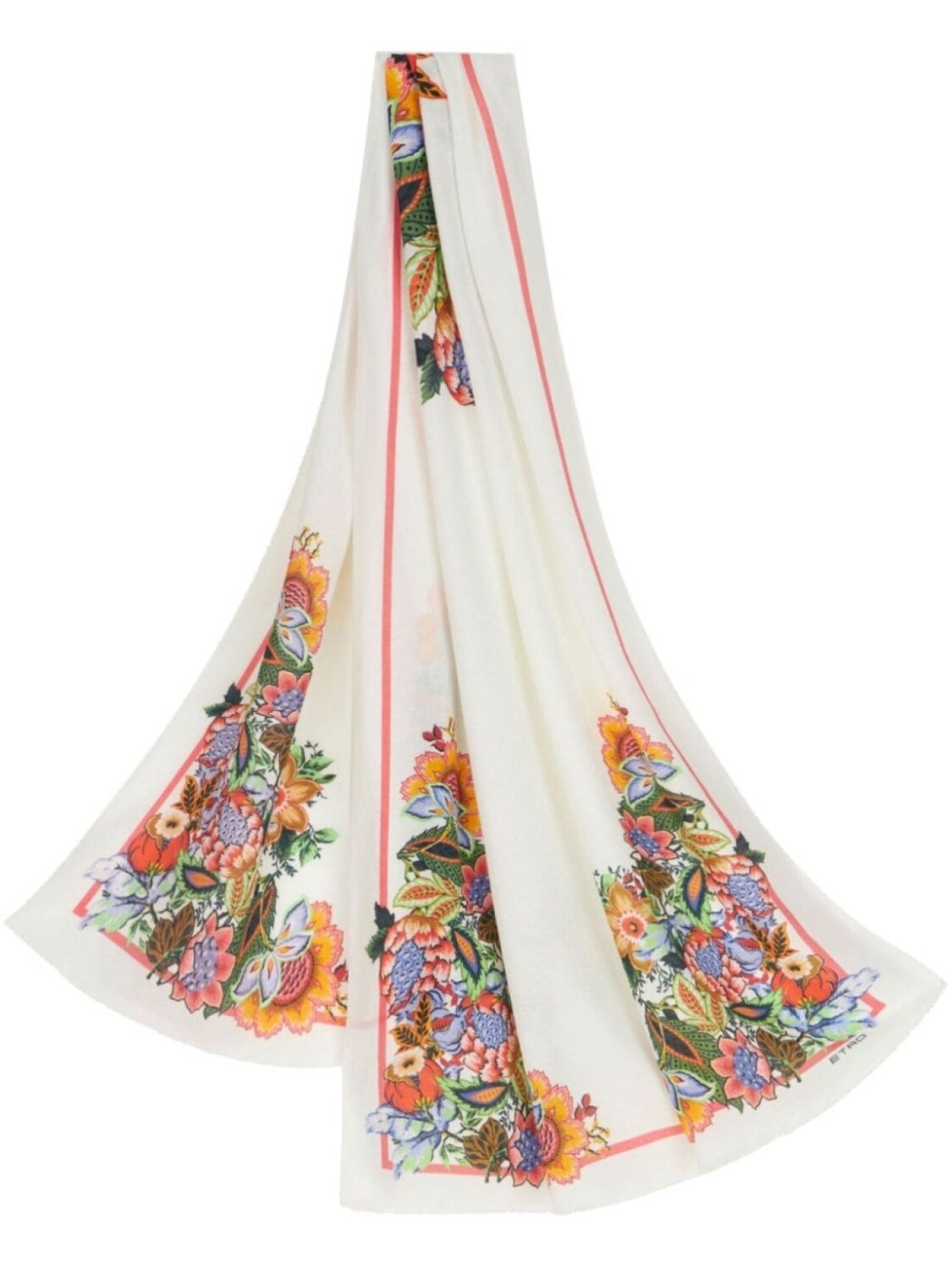 

ETRO шарф с бахромой и принтом Bouquet, белый