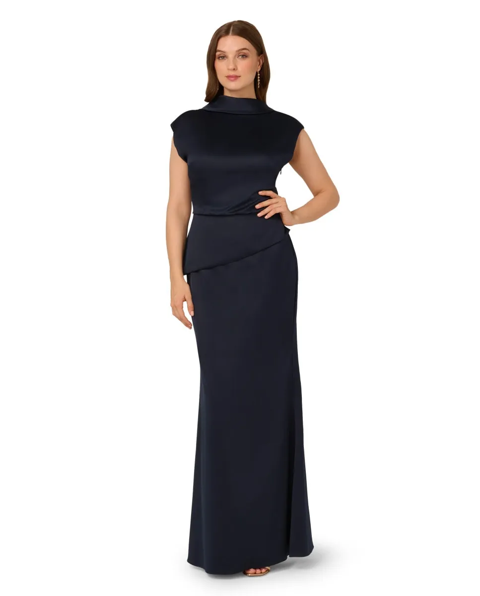 

Бархатное платье с V-образным вырезом Adrianna Papell, темно-синий