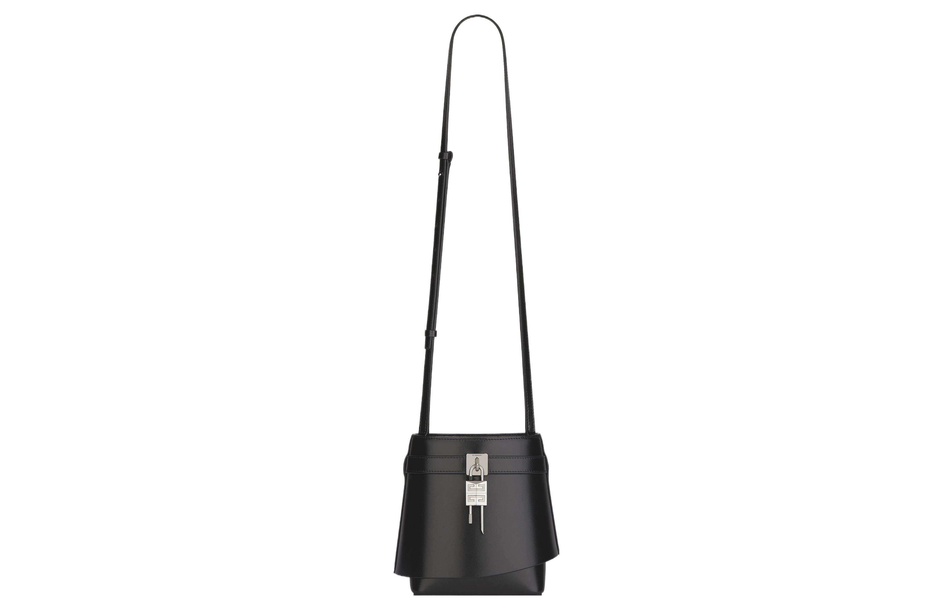 Givenchy Shark Lock Calfskin Bucket Bag, Shoulder Bag, Crossbody Bag, Handbag Regular Women's Black — фото 2