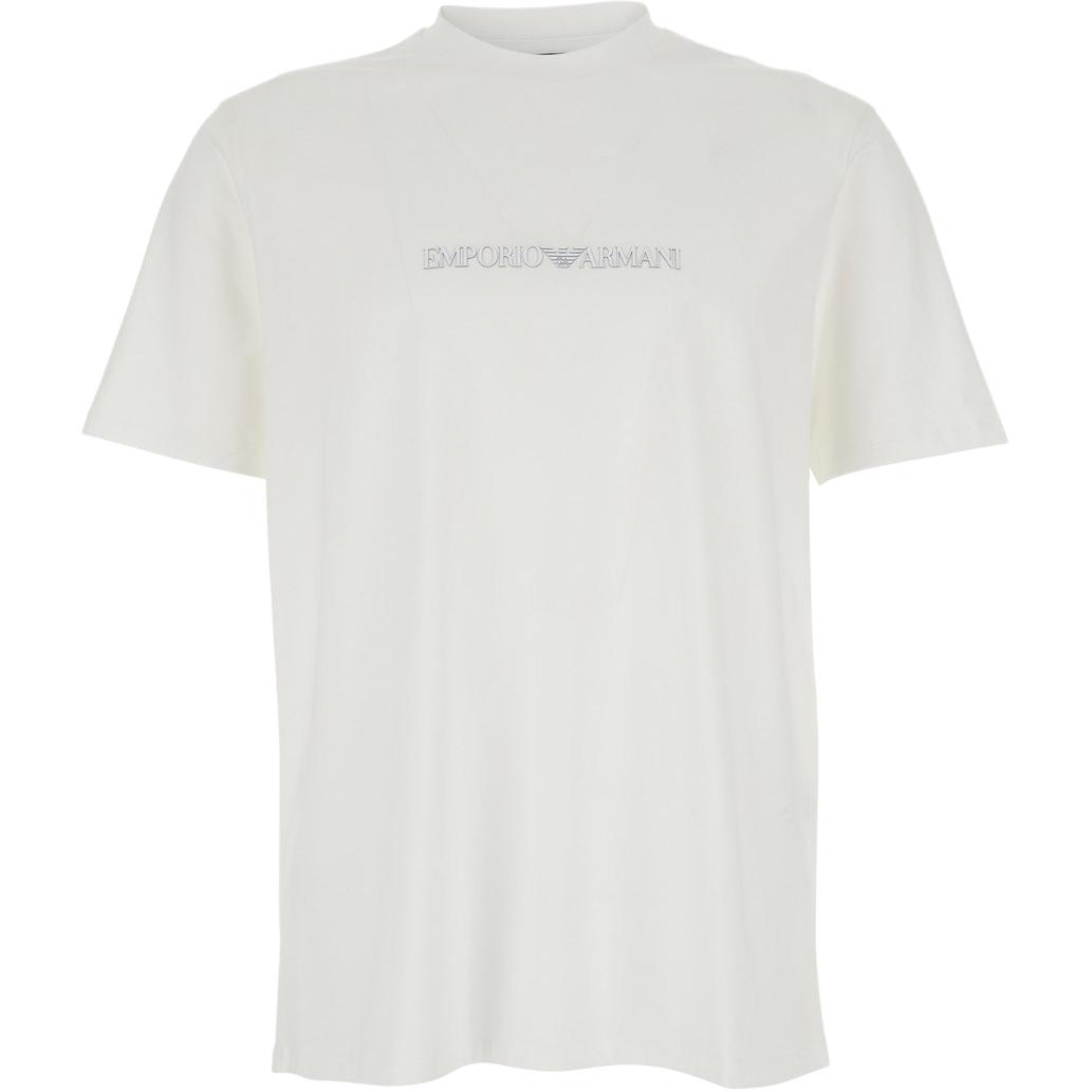

EMPORIO ARMANI Футболка мужская белая с круглым вырезом умеренно прямого кроя