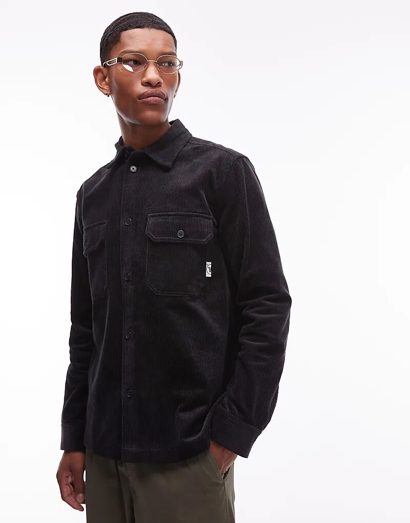 

Хлопковая рубашка Double A By Wood Wood Clay черного цвета с потертостями