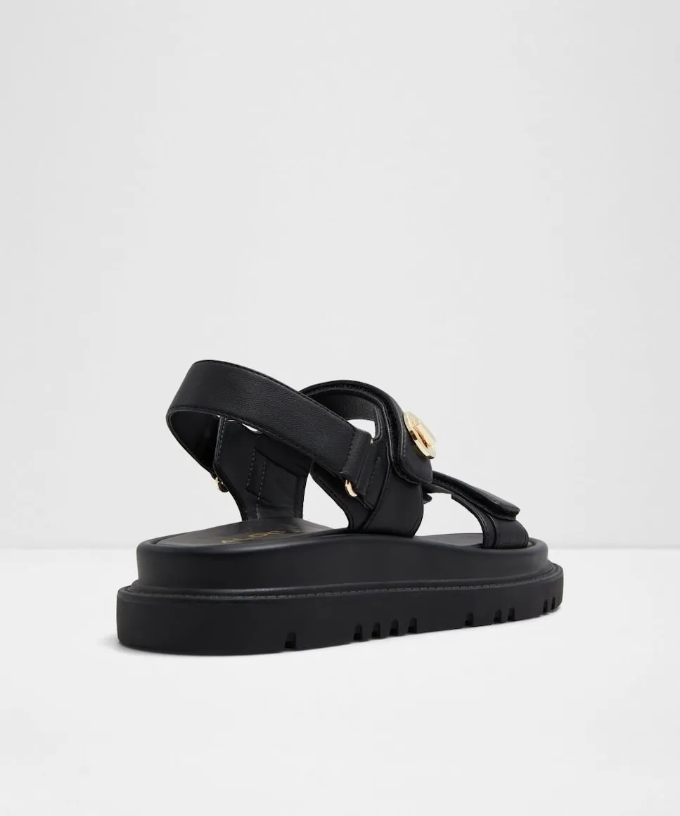 Женские сандалии на плоской подошве с круглым носком Aldo, черный — фото 2