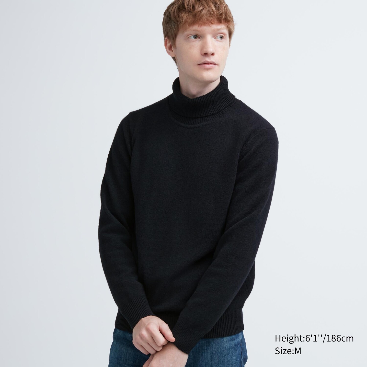 

Джемпер премиум-класса из овечьей шерсти с высоким воротником Uniqlo, черный