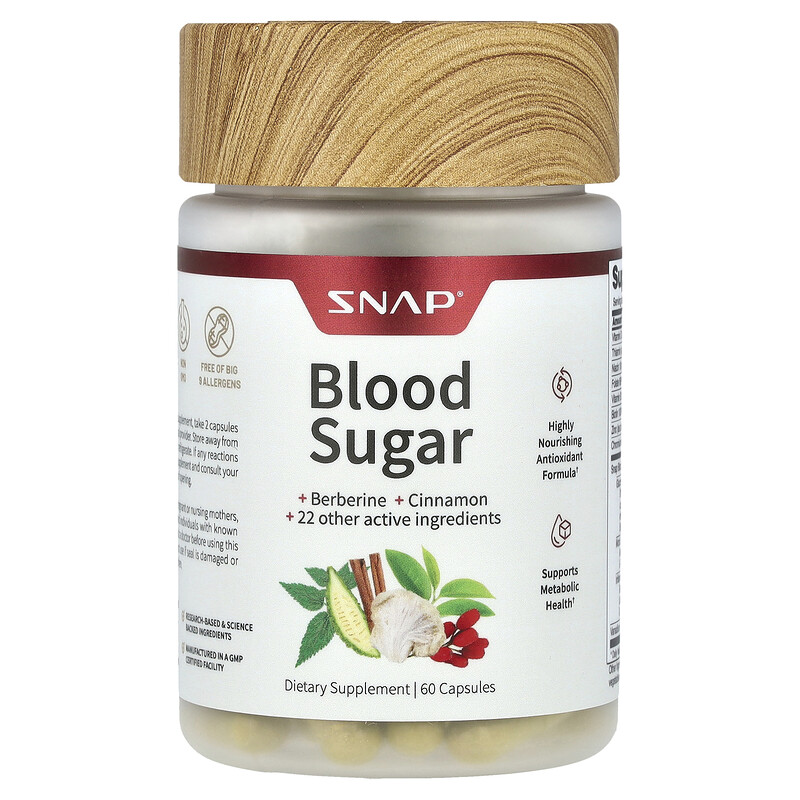 

Snap Supplements, Сахар в крови, 60 капсул