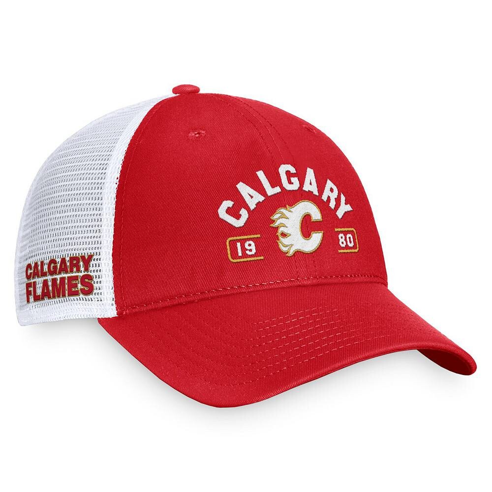 

Мужская регулируемая кепка Fanatics красно-белая Calgary Flames Free Kick Trucker Fanatics Brands - White Label, цвет Flm Red