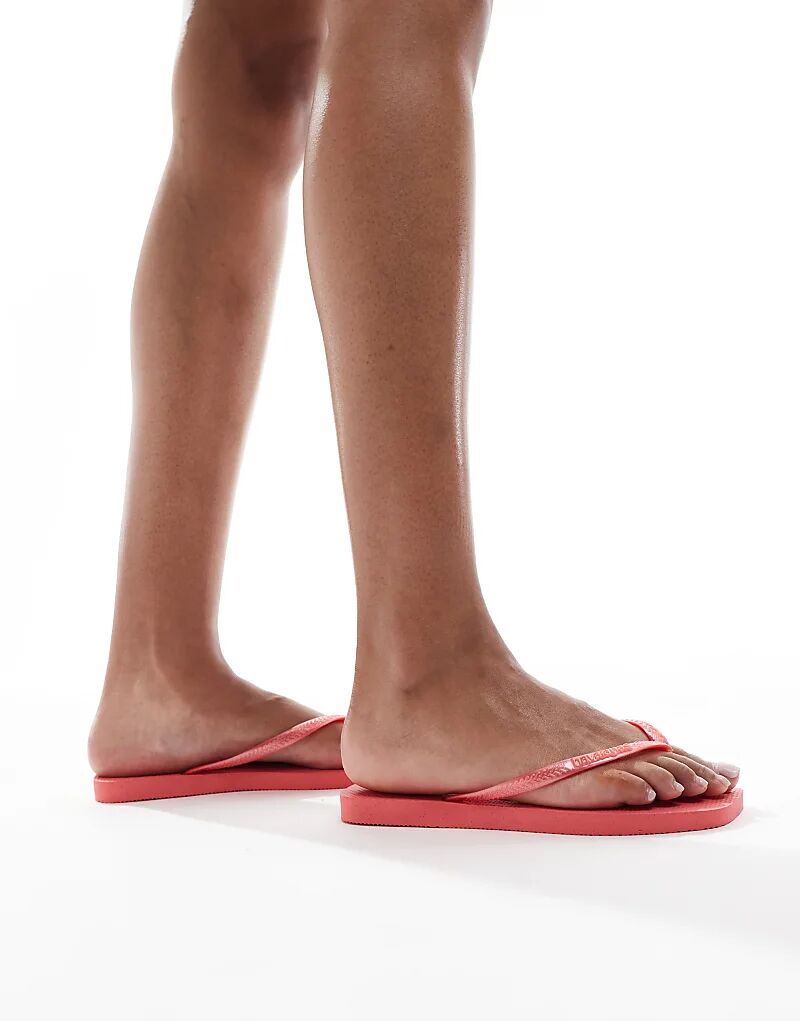 Шлепанцы Havaianas с квадратным носком кораллового цвета — фото 3