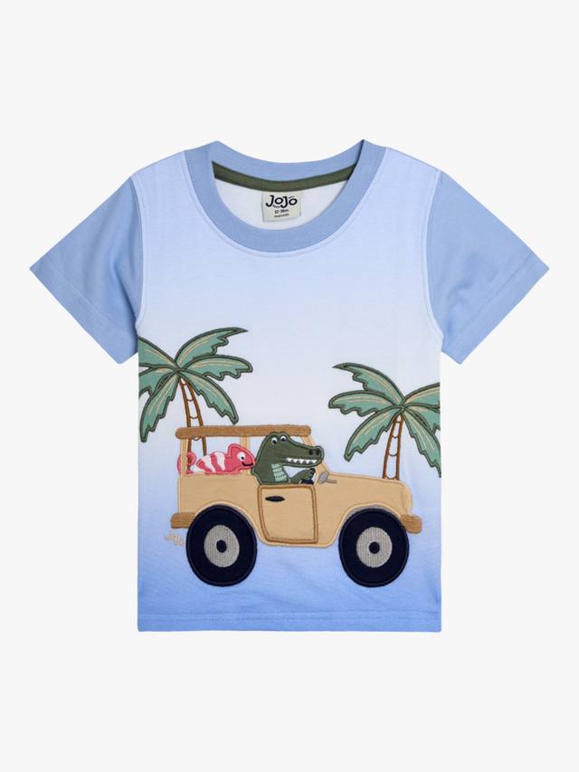 

Детская хлопчатобумажная футболка tropical jeep JoJo Maman Bébé, синий