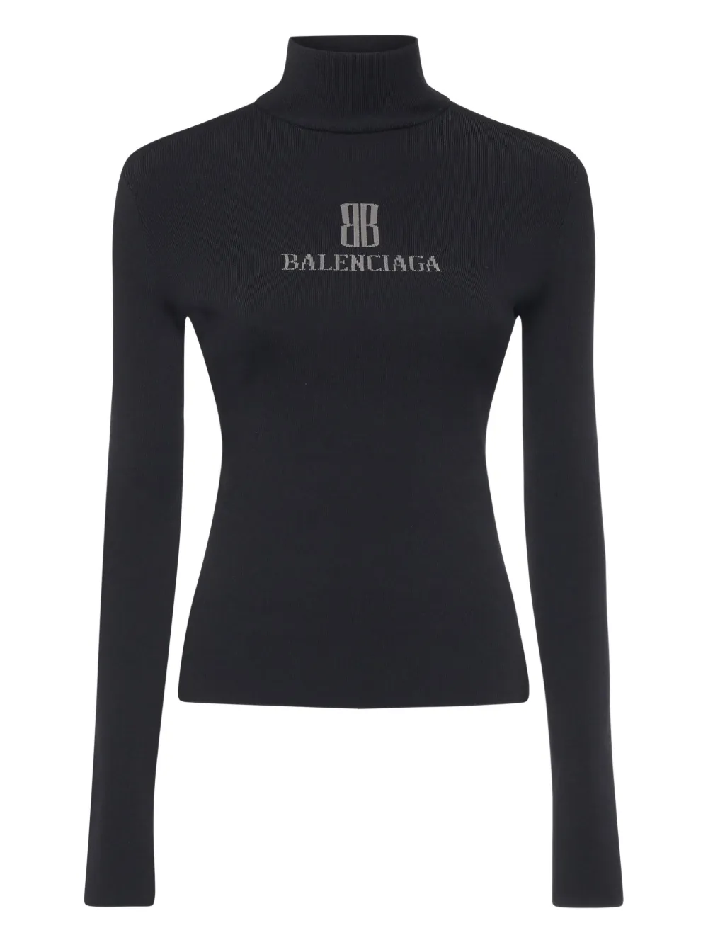

Водолазка в рубчик с логотипом BALENCIAGA, черный