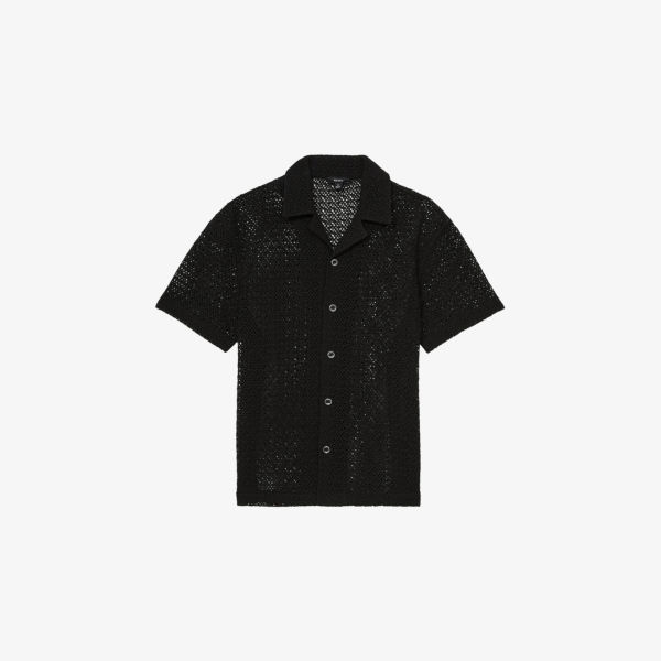 

Сорочка из хлопковой смеси с вязаным узором Sterling Reiss, черный
