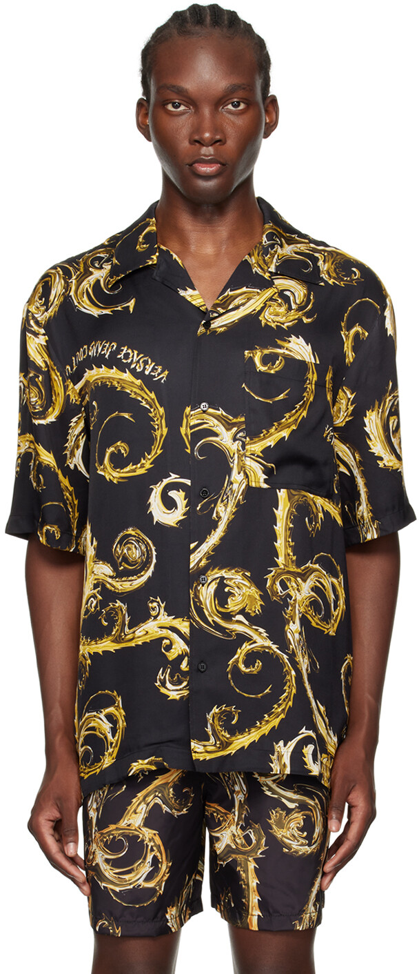 

Черная принтованная рубашка Versace Jeans Couture