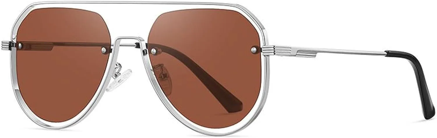 

Солнцезащитные очки для женщин и мужчин с защитой от УФ-излучения 400, металлическая оправа, для пляжа, вечеринки и путешествий TVTBBVV, Bright Silver Tea