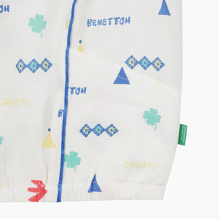 Детская ветровка с мульти-паттерном цвета айвори от Benetton Kids — фото 4