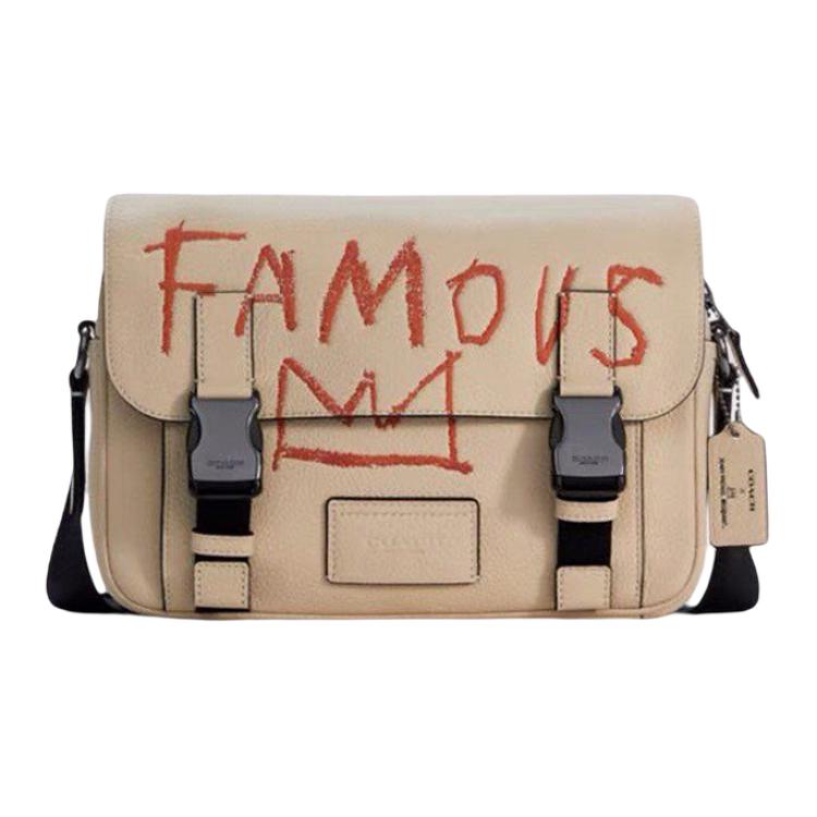 

Сумка через плечо из кожи, созданная Basquiat Collaboration, большого размера, мужская, цвета экрю COACH