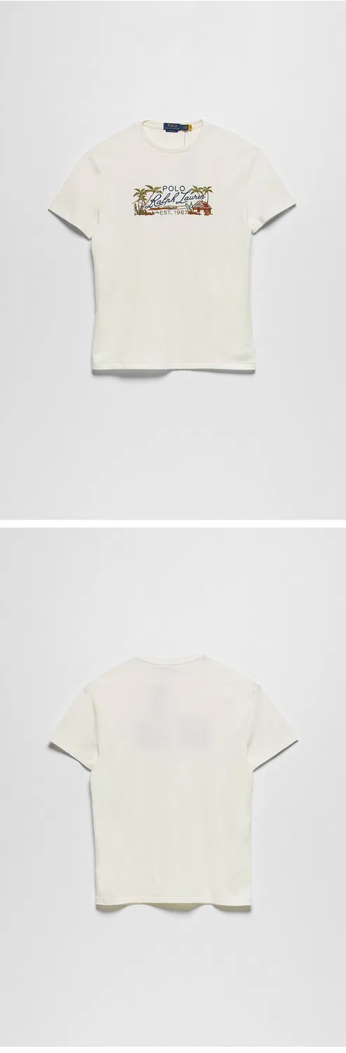 Мужская футболка Classic Fit Embroidered Jersey белая от Polo Ralph Lauren — фото 3
