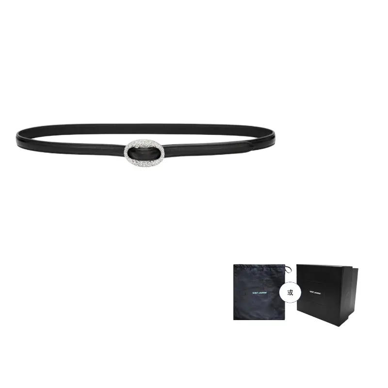 

Saint Laurent Женский кожаный ремень, черный, ширина 1,5 см