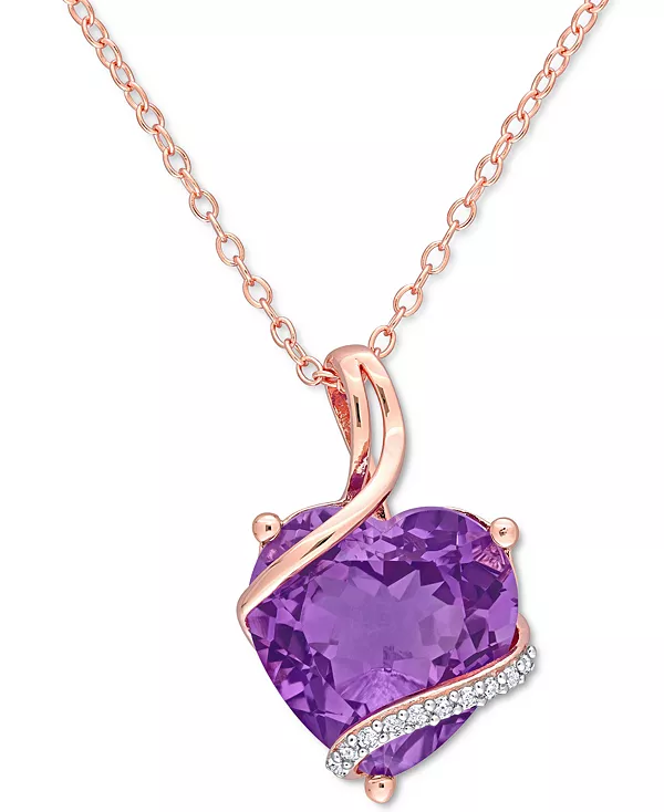 

Ожерелье с подвеской 18 дюймов из стерлингового серебра с покрытием из 18-каратного розового золота, аметистом (6-1/2 карата) и бриллиантом (1/20 карата) Macy'S, amethyst
