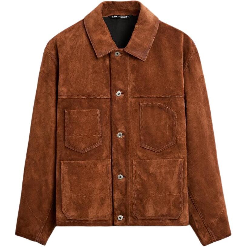 

Кожаная куртка мужская кирпично-красный Zara