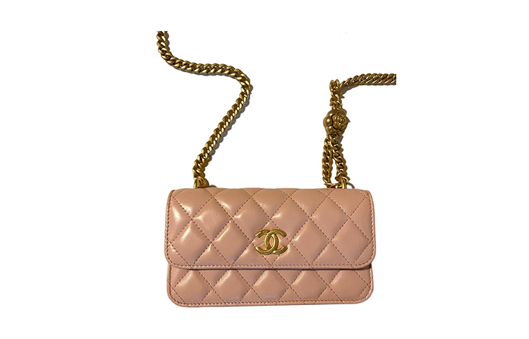 

CHANEL Женская розовая кожаная наплечная сумка через плечо для телефона