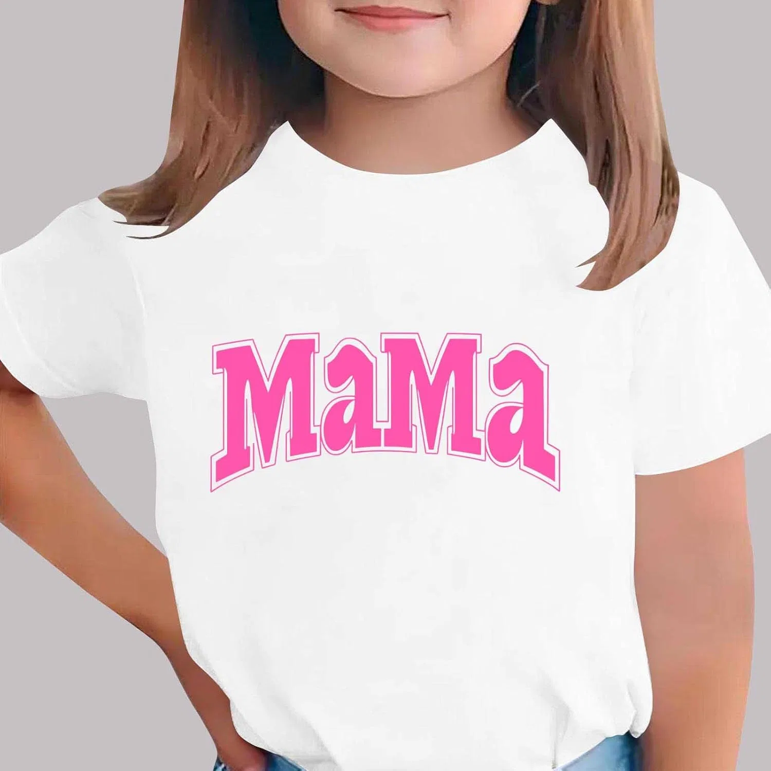Футболка детская с принтом Mama, Zzalalana, белый — фото 2