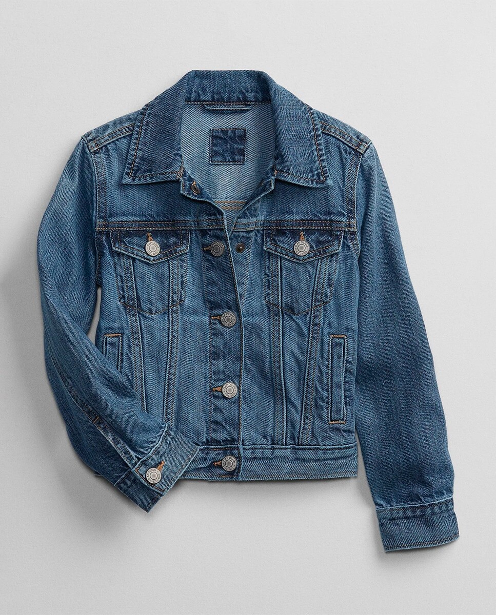

Джинсовая куртка для девочки с длинными рукавами Gap, синий