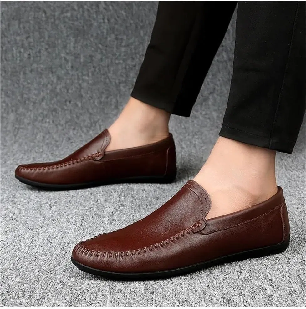 Лоферы мужские Leather Loafers, коричневый DHFIRUFSHLO — фото 3