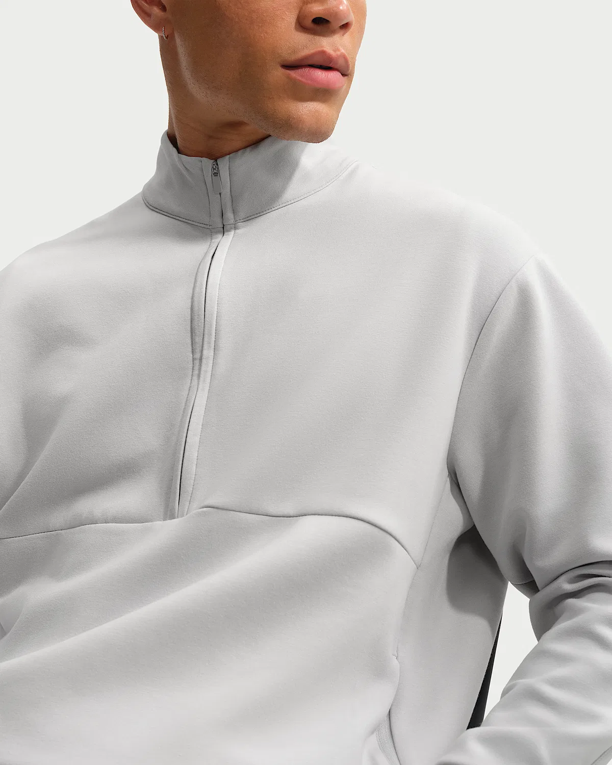 Мужская футболка с половинной молнией Nike 24.7 ImpossiblySoft Dri-FIT, Grey Fog/Light Smoke Grey — фото 3