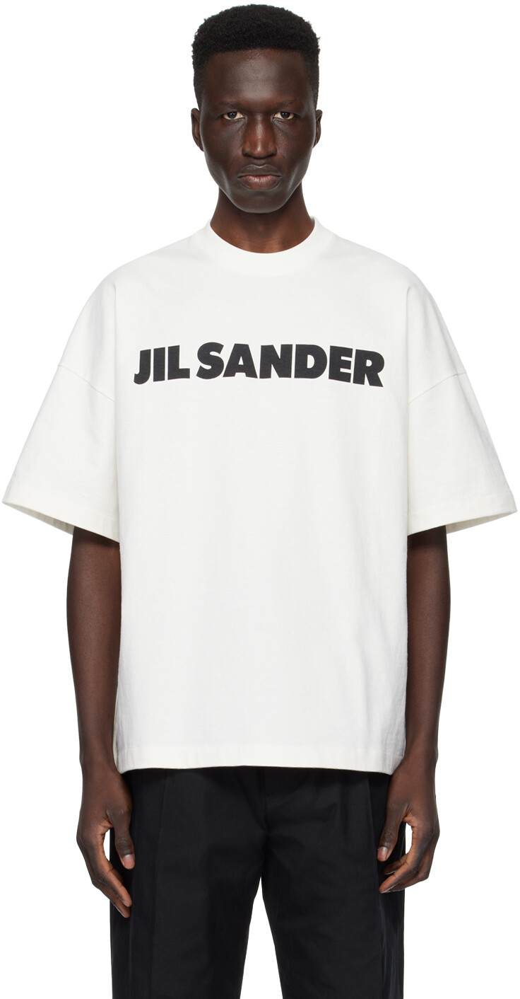 

Кремового цвета футболка с принтом Jil Sander, цвет Porcelain