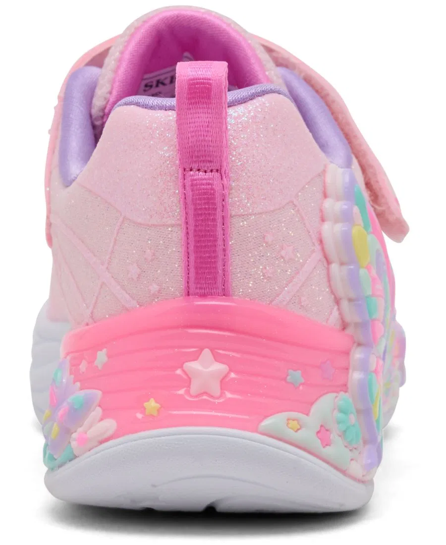 Детские кроссовки S-Lights: Butterfly Bliss с застежкой-ремешком и подсветкой от Finish Line для девочек Skechers, розовый — фото 4