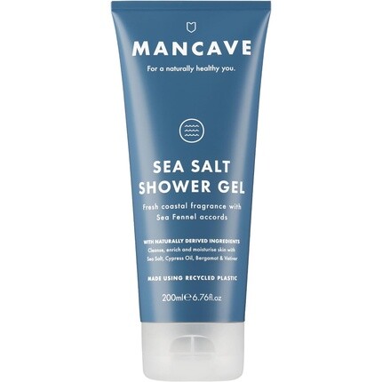 

Гель для душа ManCave с морской солью для мужчин, 200 мл, освежающий прибрежный аромат, натуральный состав, не содержит сульфатов и парабенов, веганский гель для душа