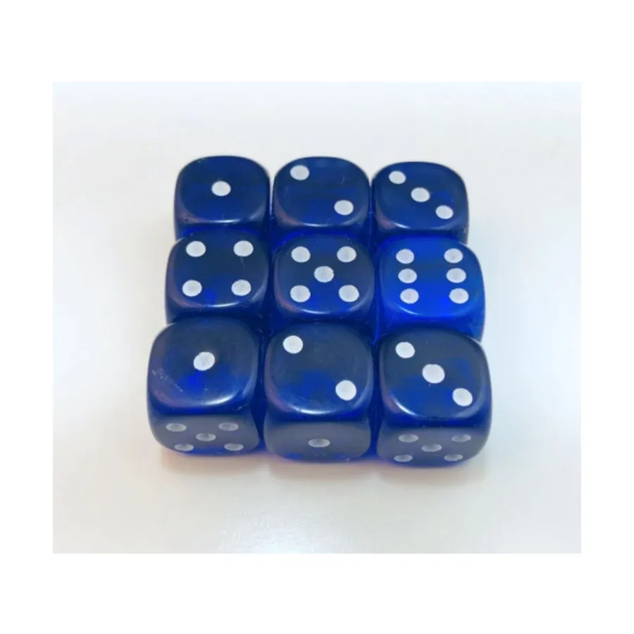 

d6 – синий/белый (9), Dice - Translucent, 16mm (Crystal Caste)