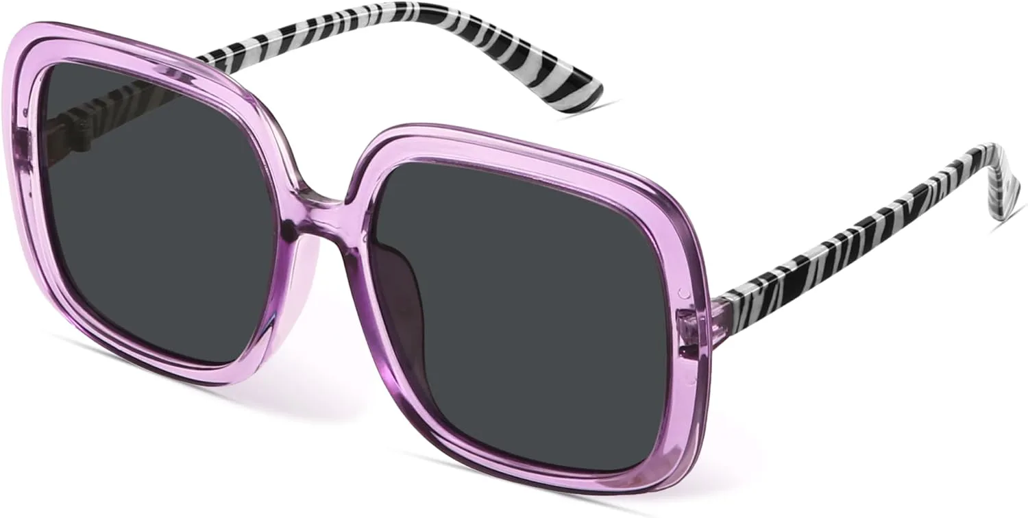 

Большие поляризованные солнцезащитные очки miyya для женщин, модные ретро-солнцезащитные очки для женщин 2025 года, очки большого размера, Purple&zebra/Black