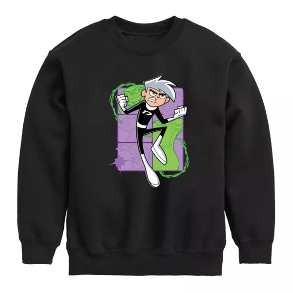 

Флисовая толстовка с принтом Дэнни Фантом для мальчиков 8-20 лет Nickelodeon, черный