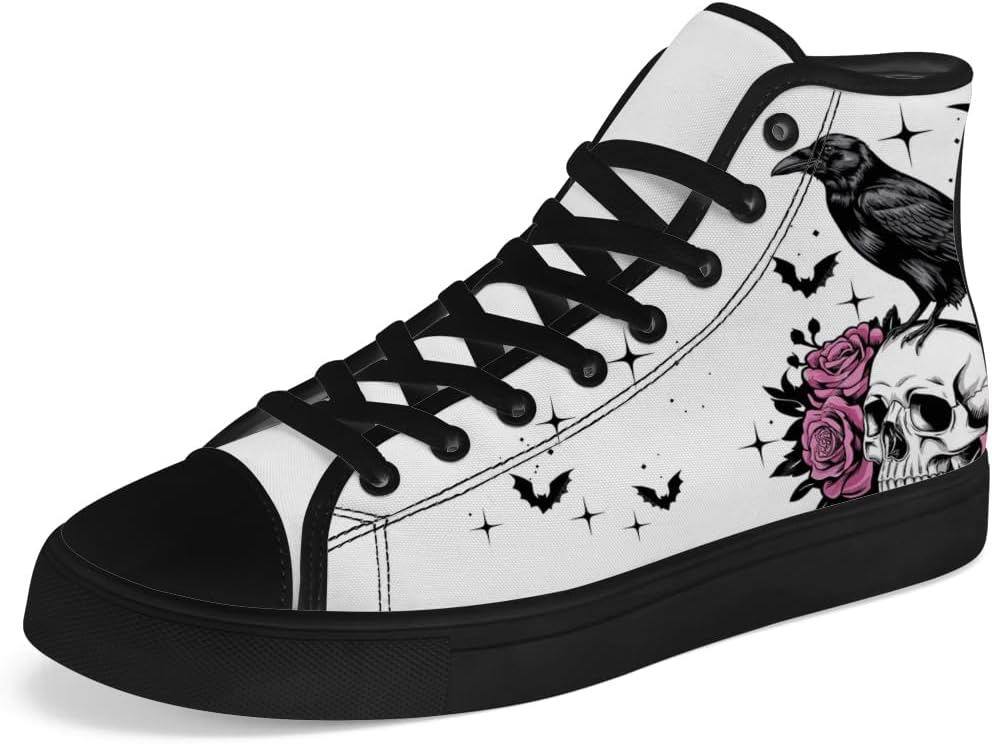 

Высокие парусиновые кроссовки для мужчин и женщин Chebing Raven High Top Canvas, белый/черный/розовый