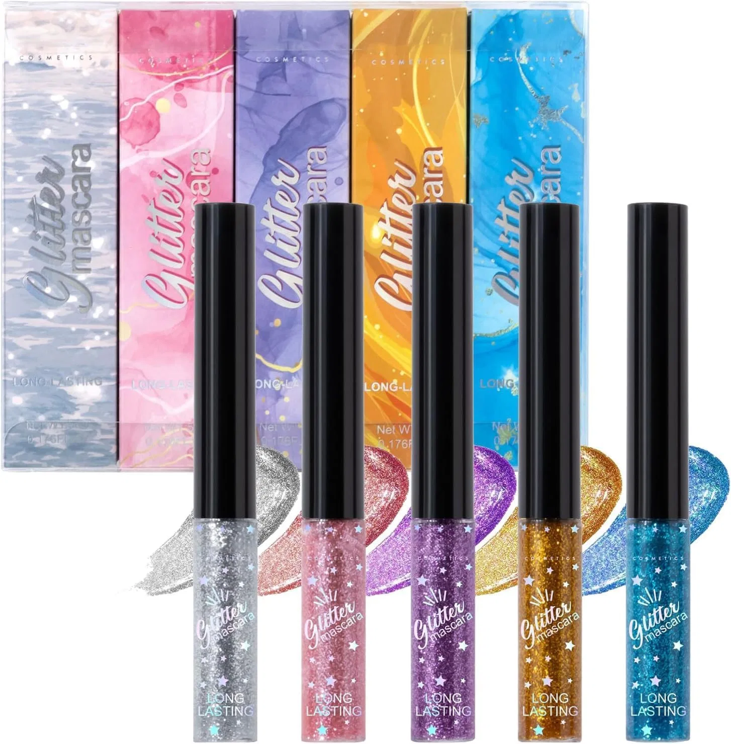 Тушь для ресниц Glitter Mascara Xihbnd водостойкая, 5 цветов