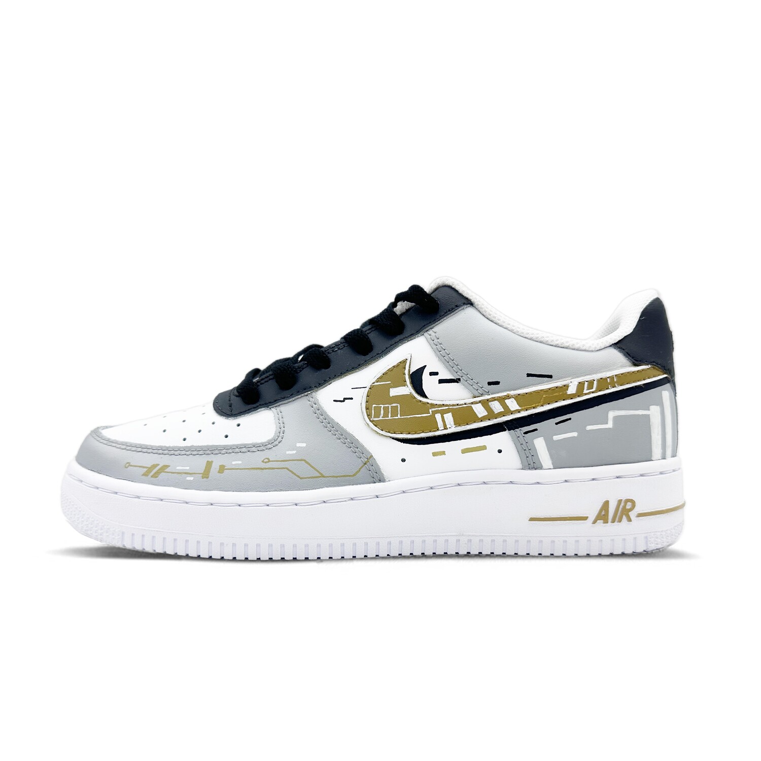 

Кроссовки Nike Air Force 1 Skateboarding Shoes Women's Low-top Gray/Yellow, светло-серый