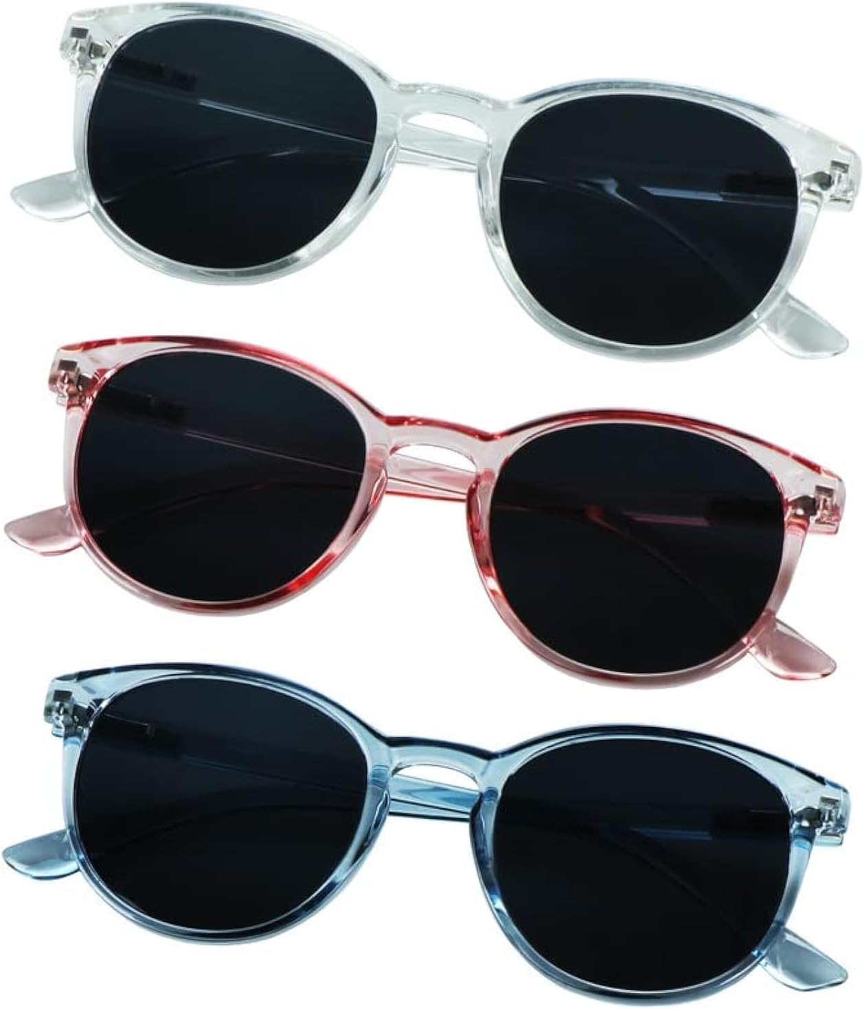 

Солнцезащитные очки YEIN, комплект из 3 пар, для мужчин и женщин, с защитой от УФ-излучения, винтажная квадратная полноразмерная оправа, Muse_clear+clear Pink+clear Blue