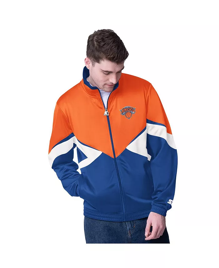 

Мужская оранжево-голубая полная молния толстовка New York Knicks Rush с аппликацией Starter