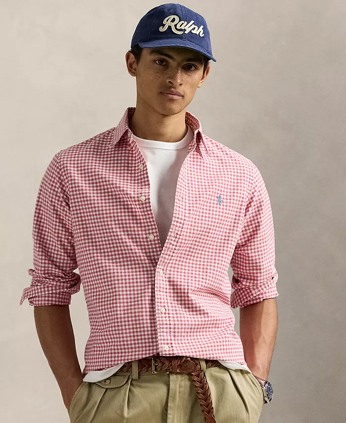 

Мужская классическая оксфордская рубашка в клетку Polo Ralph Lauren, белый