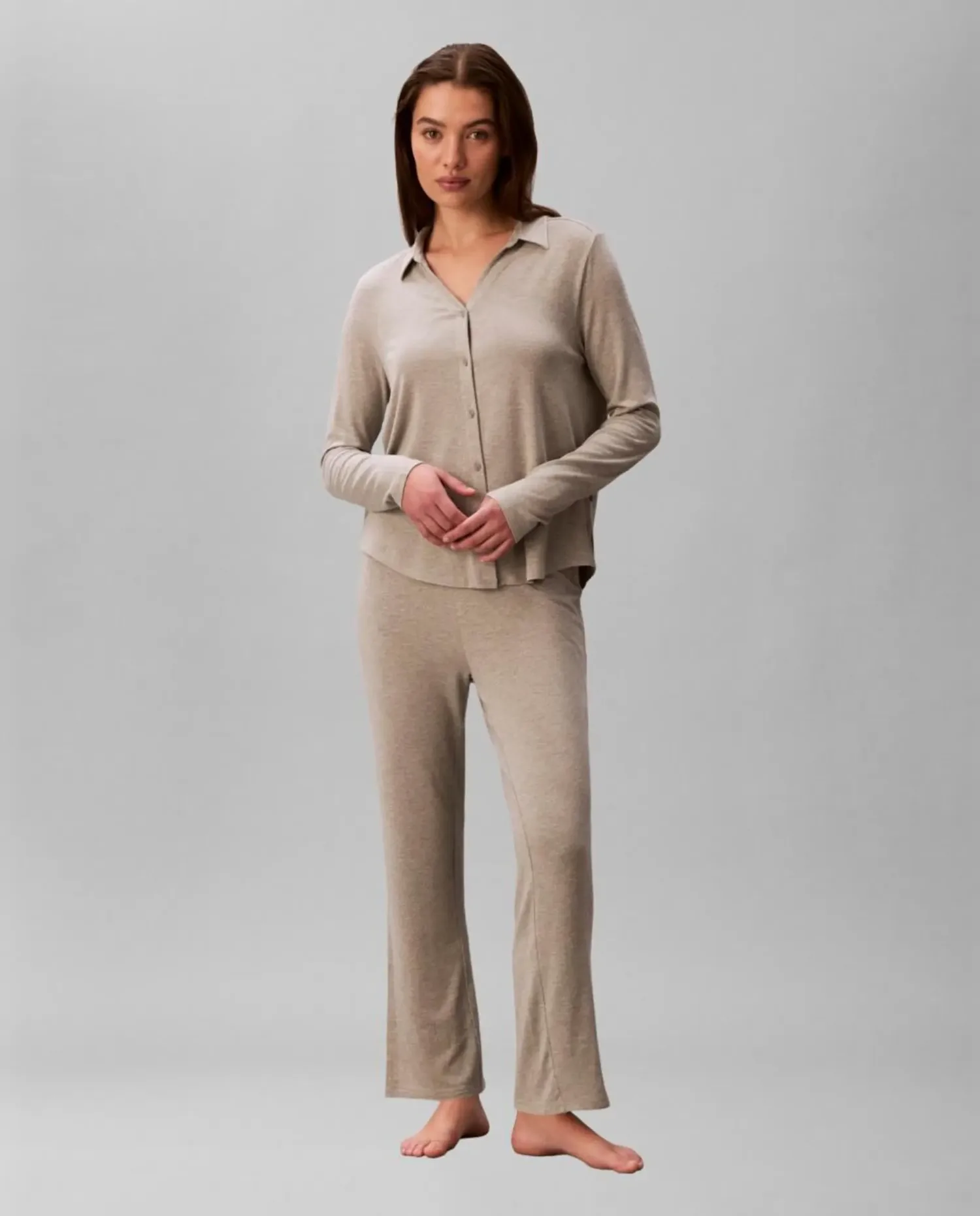 Комплект длинной пижамы ULTRA SOFT MODAL Calvin Klein, серый
