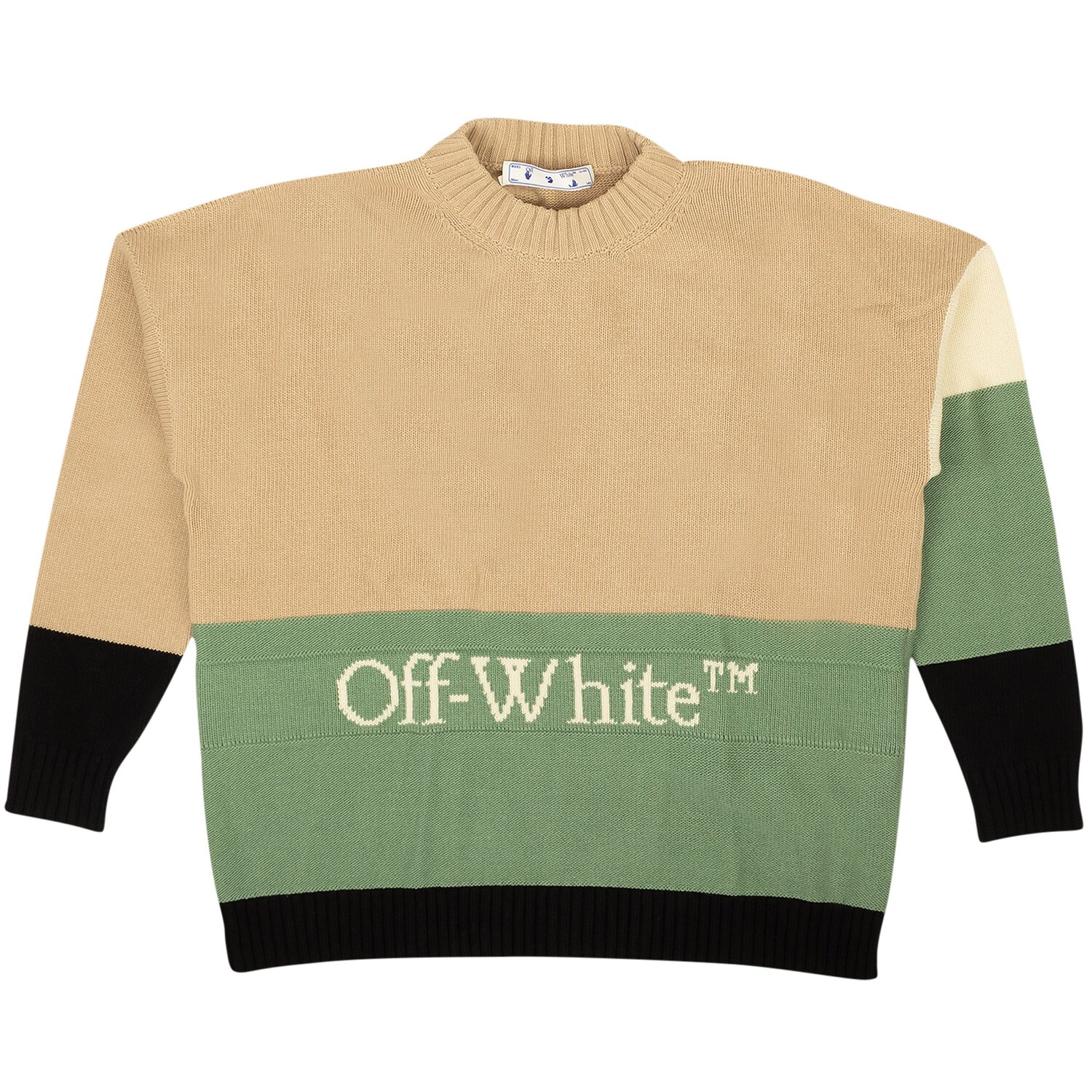 

Off-White Шерстяной круглый вырез Бежевый/Зеленый/Черный, Черный;коричневый, Off-White Шерстяной круглый вырез Бежевый/Зеленый/Черный